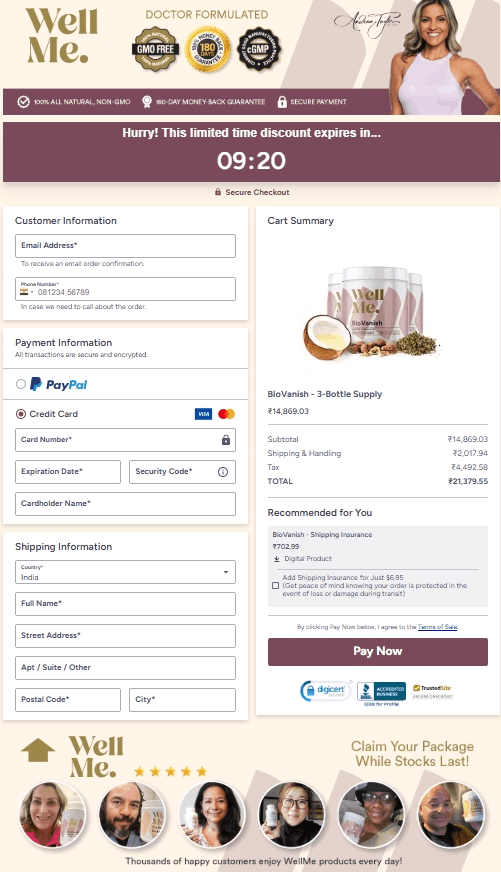 Bio Vanish checkout page